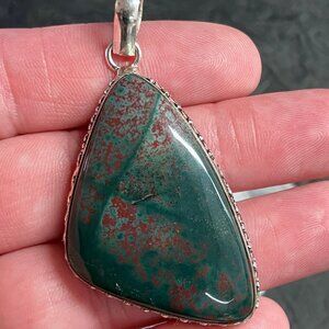 Unique Heliotrope Bloodstone Pendant Stone Crystal Jewelry